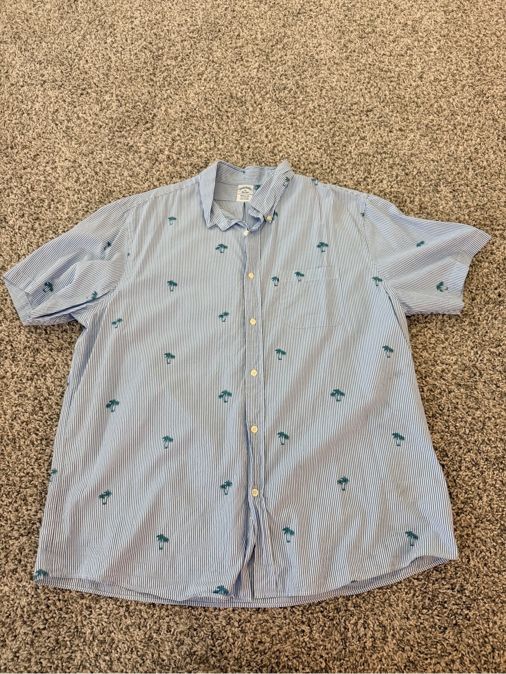 Men's Light Blue Striped Short-Sleeve Button-Up Shirt